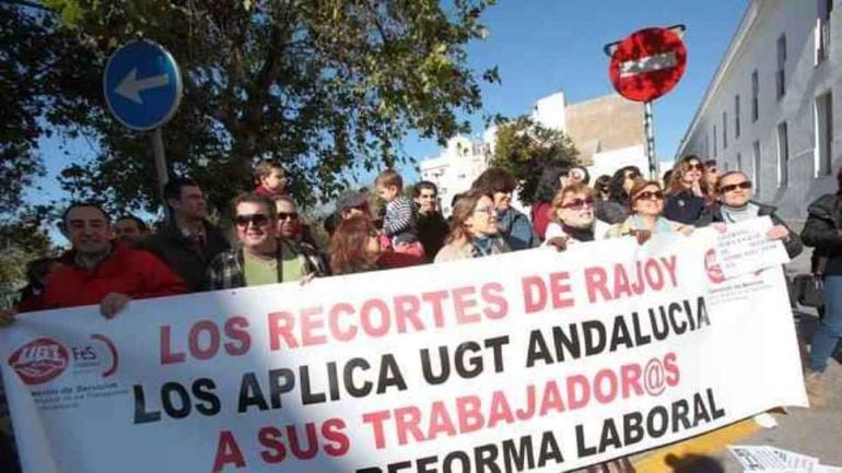Trabajadores afectados por el ERE de UGT