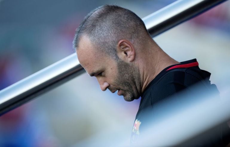 Andrés Iniesta durante un entrenamiento 