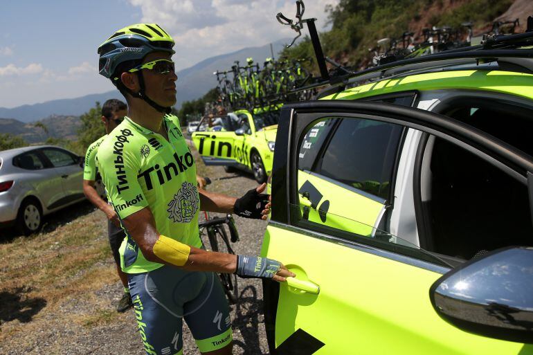 Alberto Contador durante su abandono en el Tour de Francia 