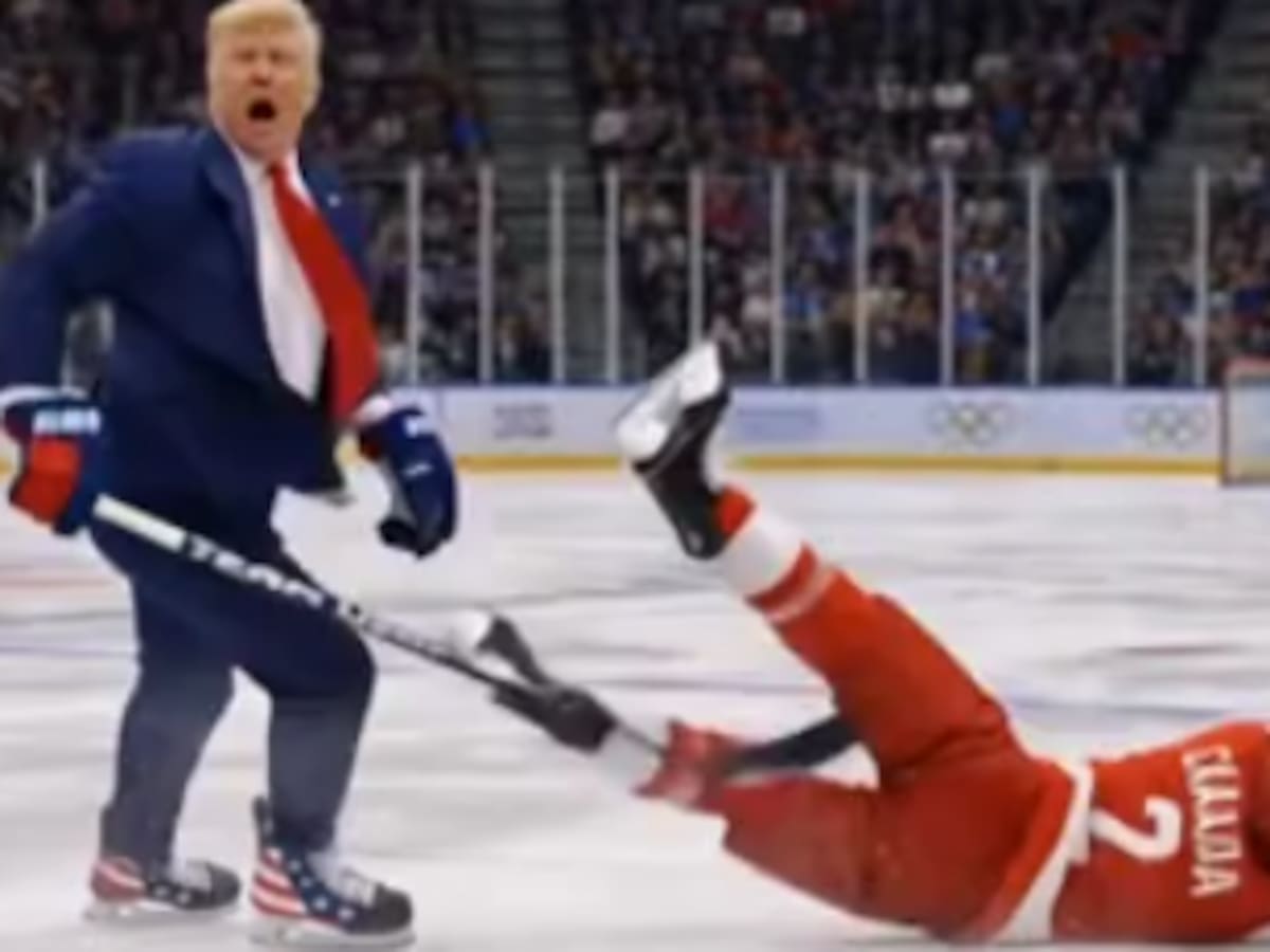 Trump publica un vídeo mofándose de Canadá en el que vence y patea a su equipo de hockey