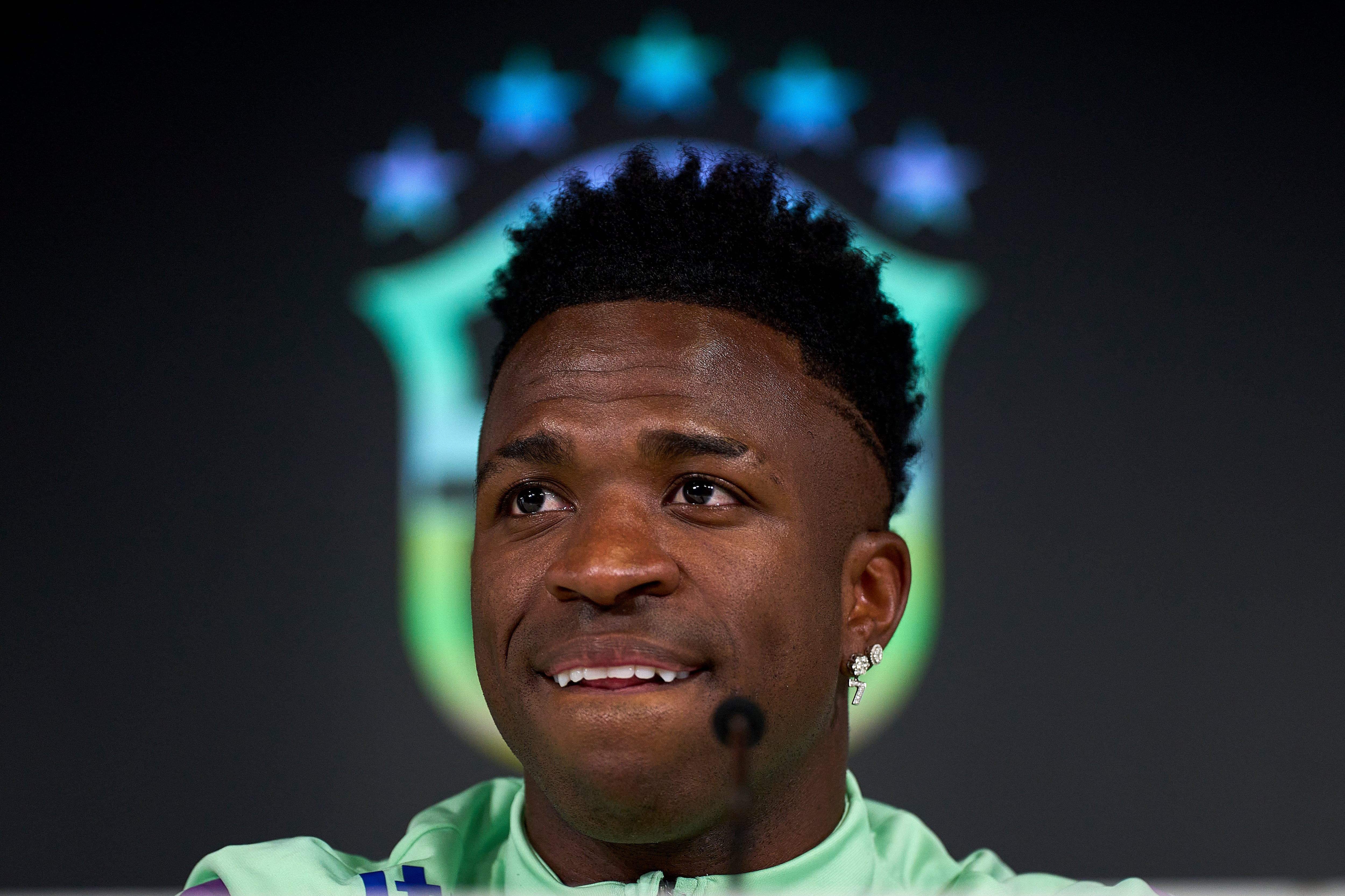 Vinicius Junior, durante la rueda de prensa previa al partido contra España. (Diego Souto/Getty Images)