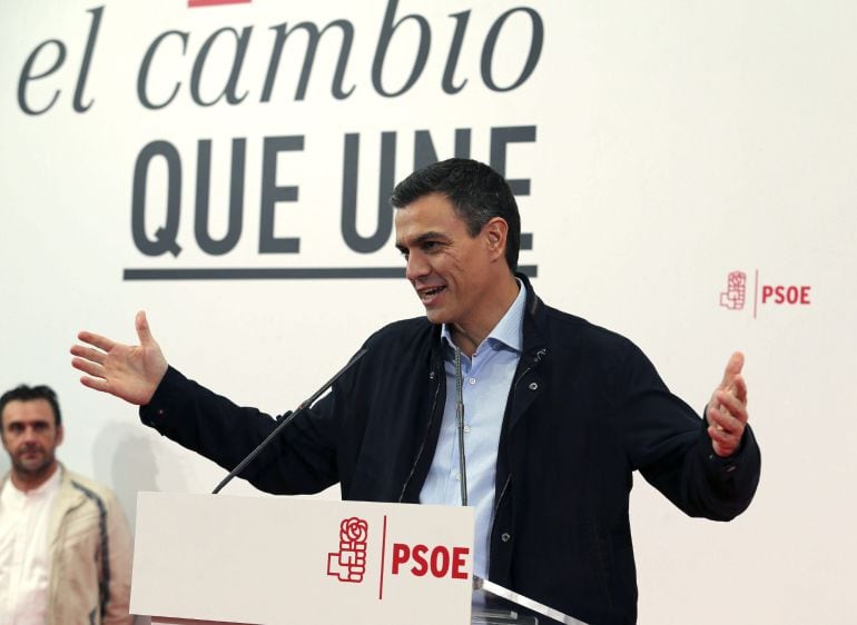 El secretario general del PSOE, Pedro Sánchez, en acto en León.