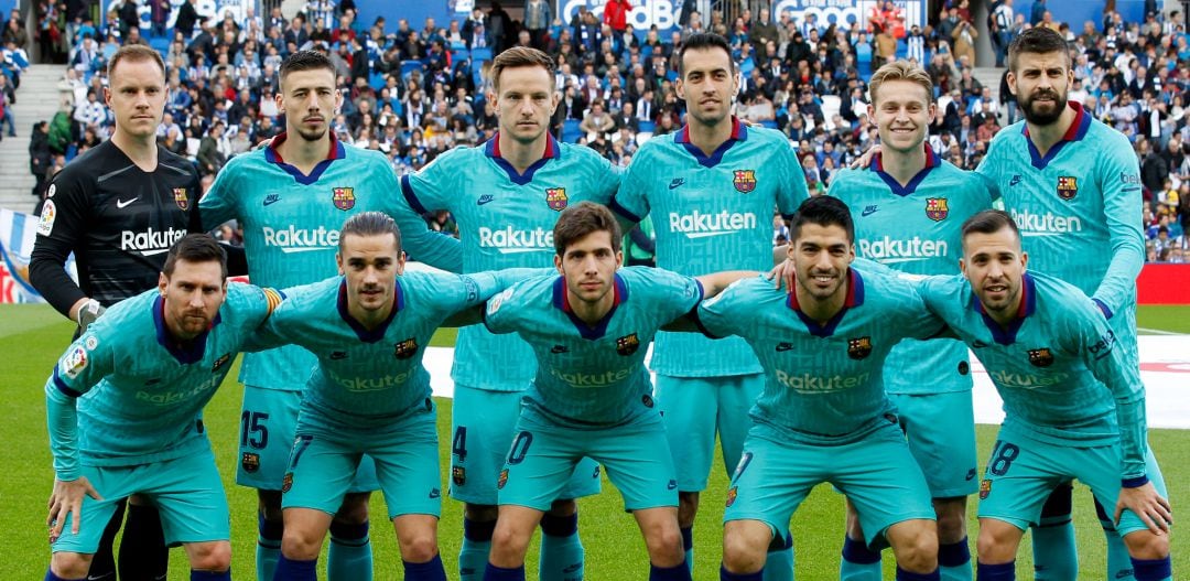 El once del Fútbol Club Barcelona durante un partido de la presente temporada