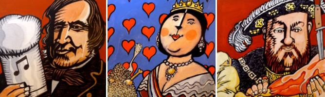 Rossini, Isabel II, Enrique VIII... El pintor José Antonio Alcácer ha preparado una serie de ilustraciones inspiradas en los 'Bocados con historia'.