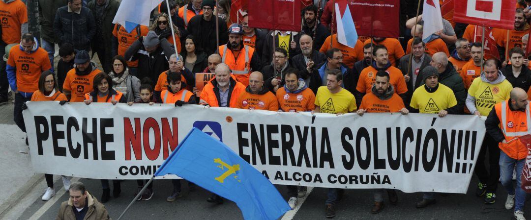 Imagen de la manifestación de Alcoa en A Coruña.