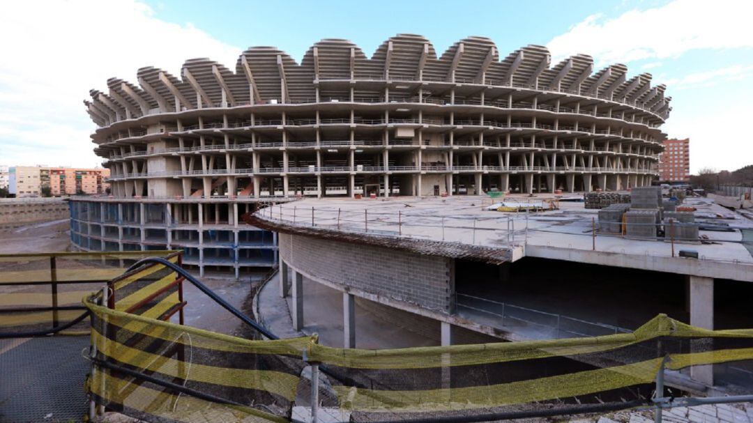 Vista panorámica de las obras del Nuevo Mestalla.