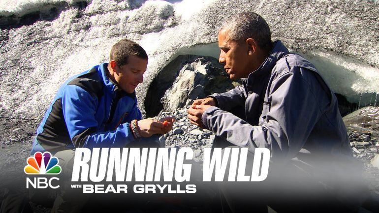 Cartel promocional del programa de la NBC Running Wild en el que participa el presidente Barack Obama.