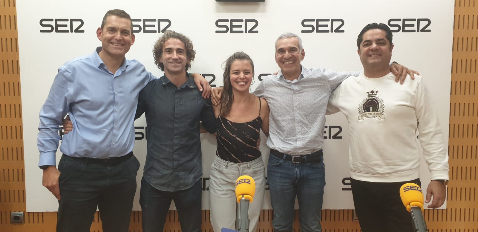 José Javier López, Nico Ortega, Irina Salazar, Jesús Mesones y Carlos López en Radio Murcia