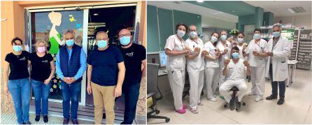 Profesionales del Horno Serra y los sanitarios del hospital de Gandia