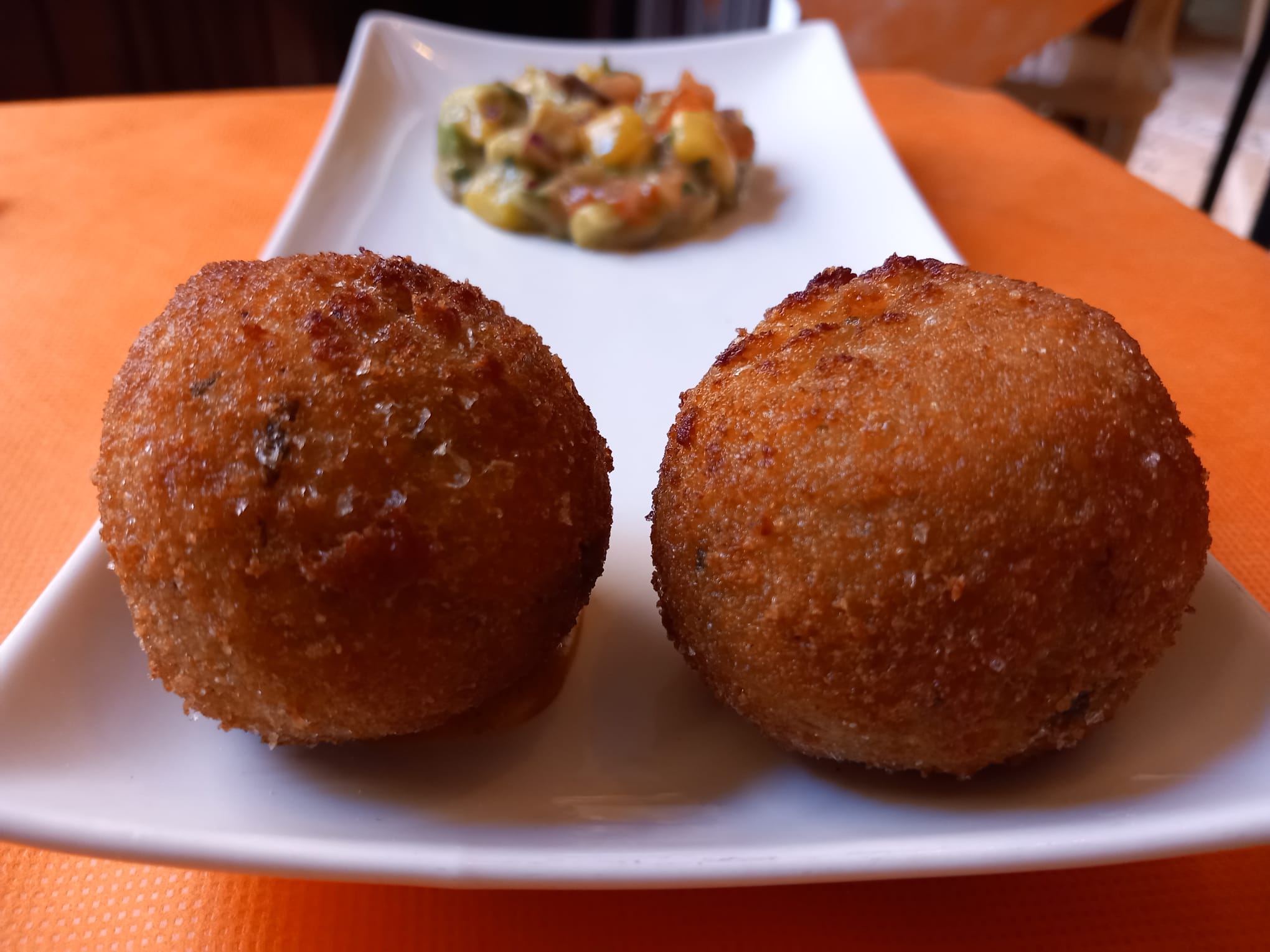 Frituras de ñame con langostino