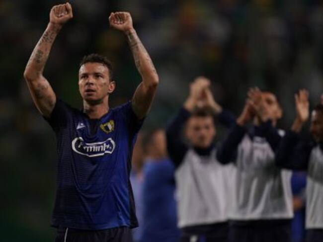 Uno de los jugadores del Famalicao tras ganar en el Alvalade al Sporting