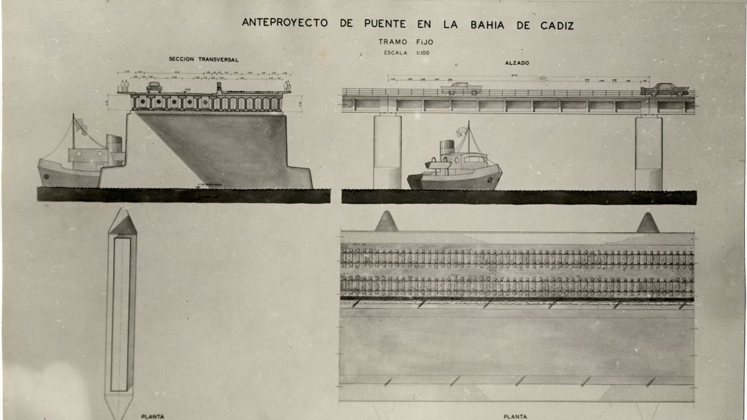 Anteproyecto de puente en la bahía de Cádiz