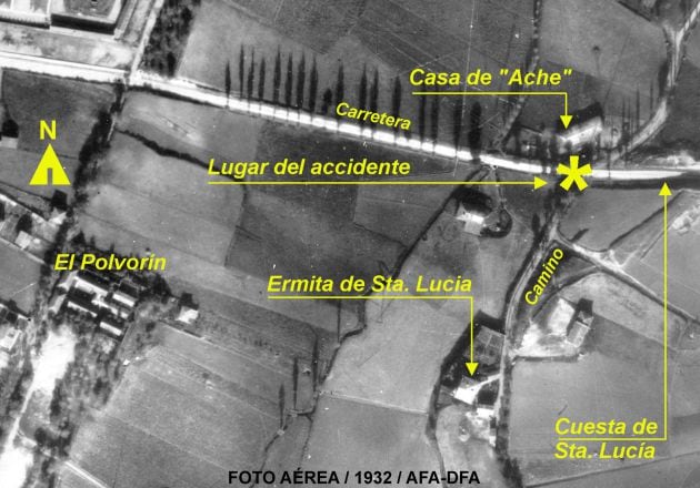 Foto aérea del lugar del accidente. 1932.