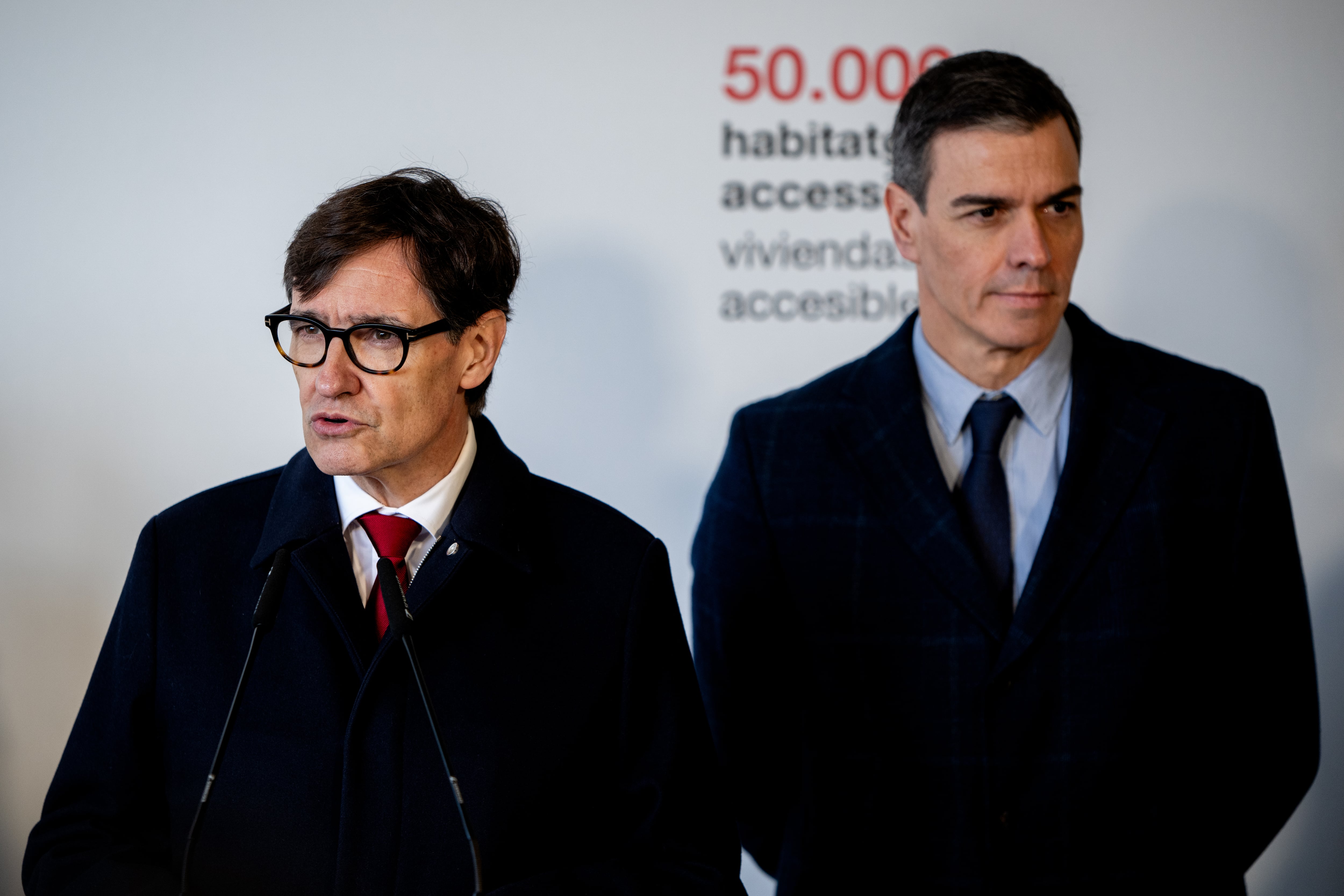 Pedro Sánchez y Salvador Illa. (Photo By Lorena Sopena/Europa Press via Getty Images)