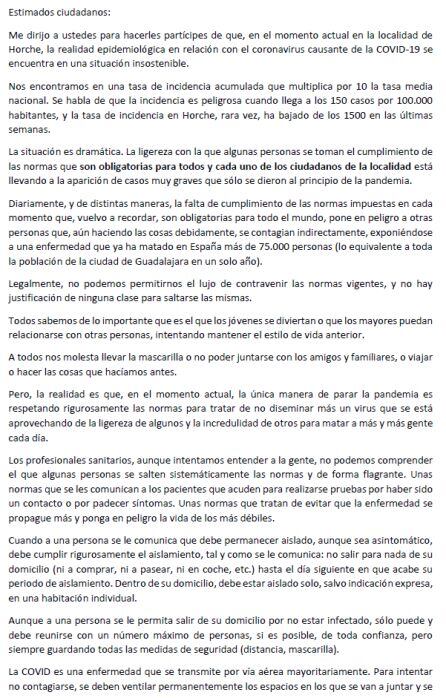 Carta de Juan Carlos García Arés