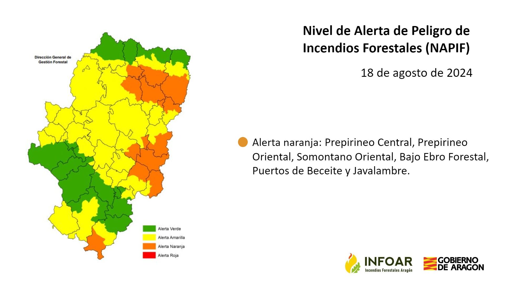 Aumenta el número de comarcas en la alerta naranja por incendios forestales