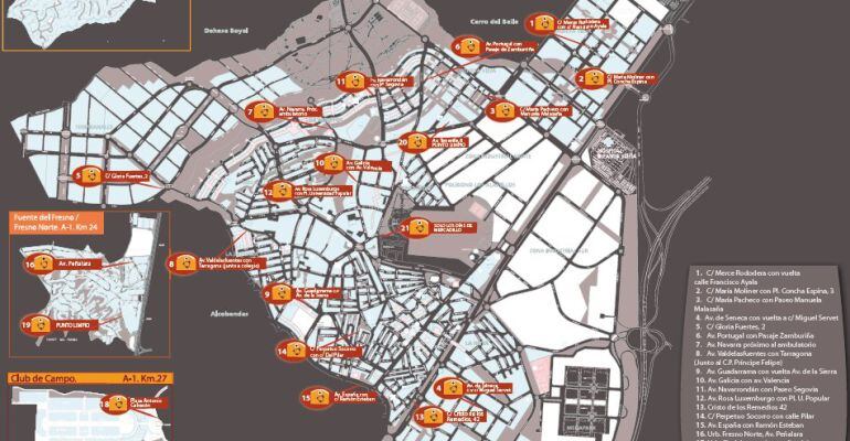 Plano de ubicación de los contenedores de aceite