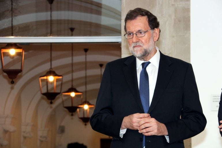 Primer pla del president del govern espanyol, Mariano Rajoy, durant la inauguració del Parador del Roser de Lleida. Imatge del 20 de juliol de 2017. (Horitzontal)