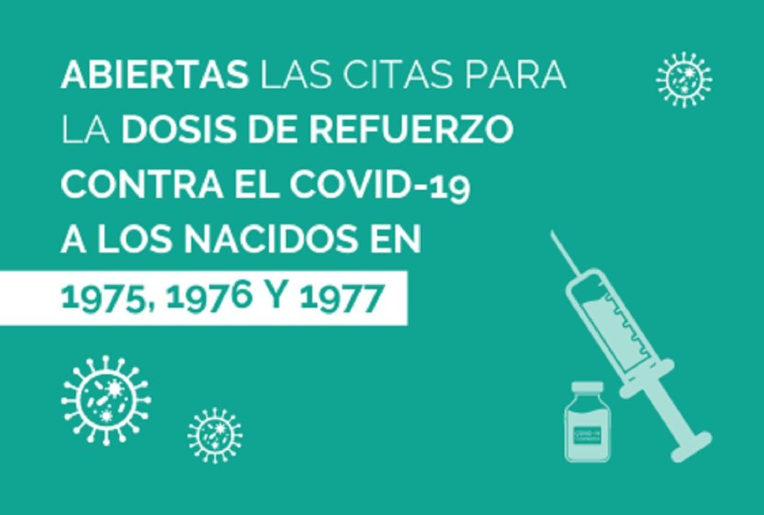 El Departamento de Sanidad ha abierto hoy las agendas para que las personas nacidas en los años 1975, 1976 y 1977 puedan citarse de la dosis adicional de la vacuna frente al COVID-19