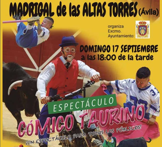 Cartel espectáculo cómico taurino programado en Madrigal de las Altas Torres