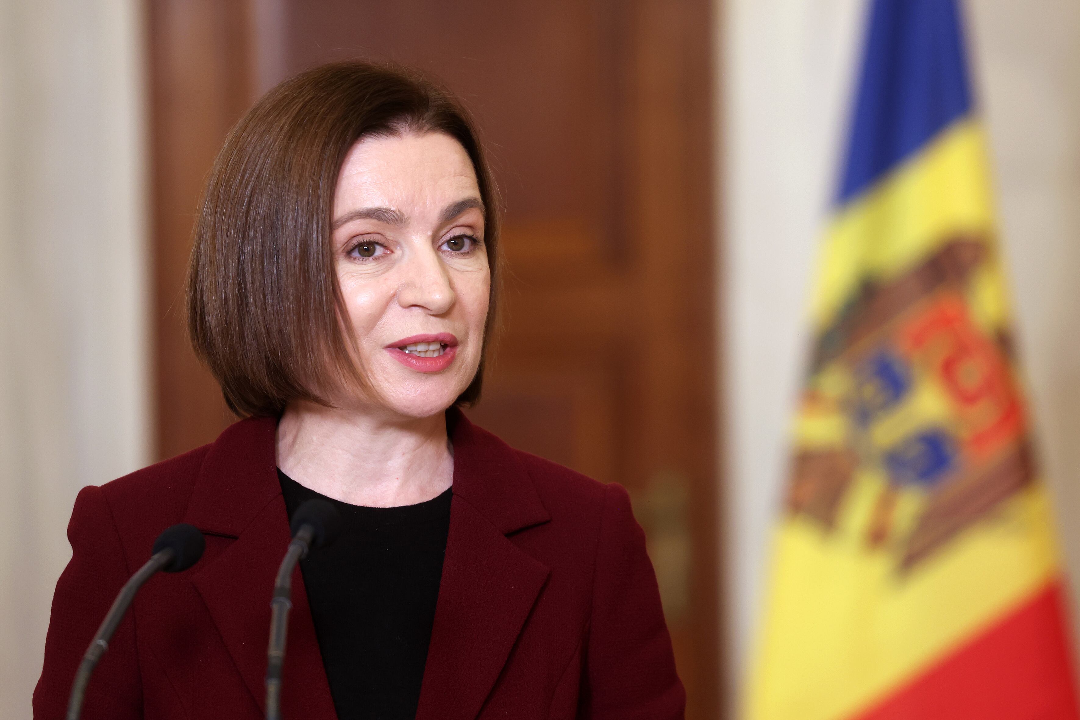 La presidenta de Moldavia, Maia Sandu, en una comparecencia el pasado mes de diciembre