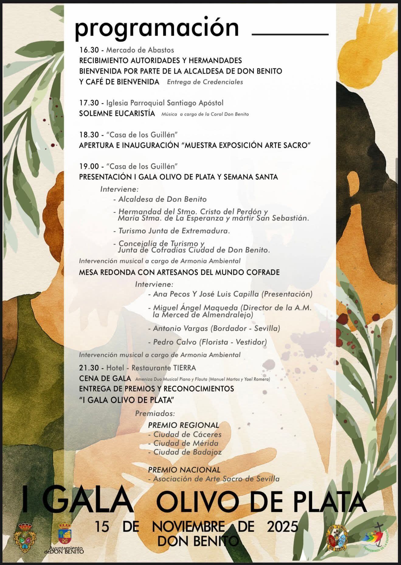 Don Benito celebra la I Gala “Olivo de Plata”, un homenaje al arte y la tradición de la Semana Santa