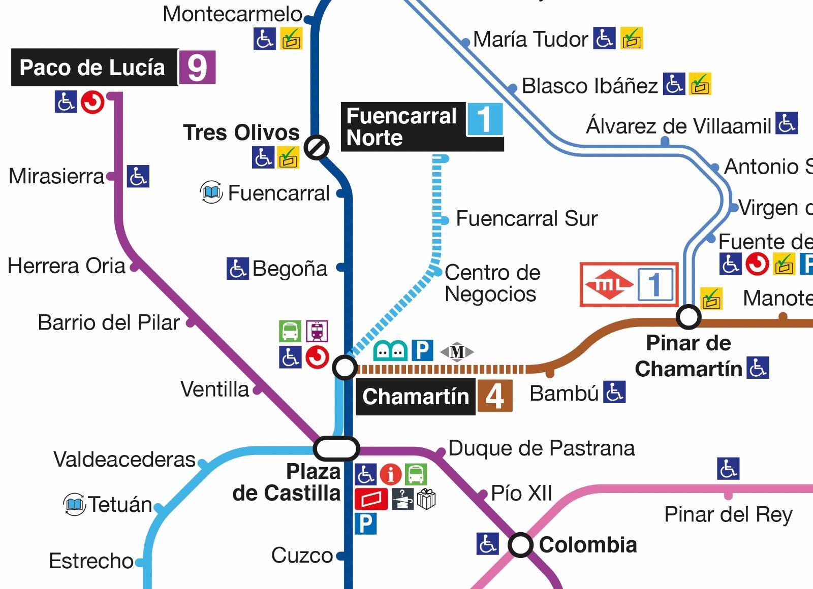 Nuevo mapa de Metro, según la alternativa 5 para la ampliación a Madrid Nuevo Norte
