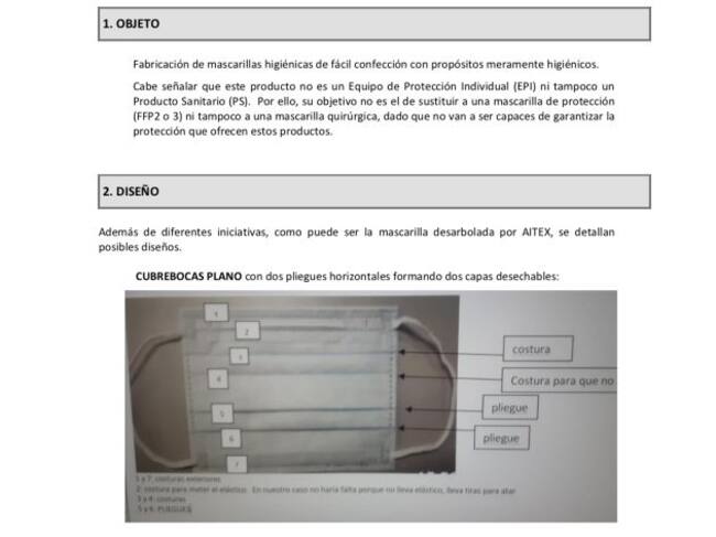 Guía del Gobierno para fabricar mascarillas artesanales