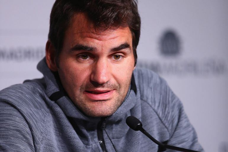 Roger Federer, en la sala del torneo de Madrid