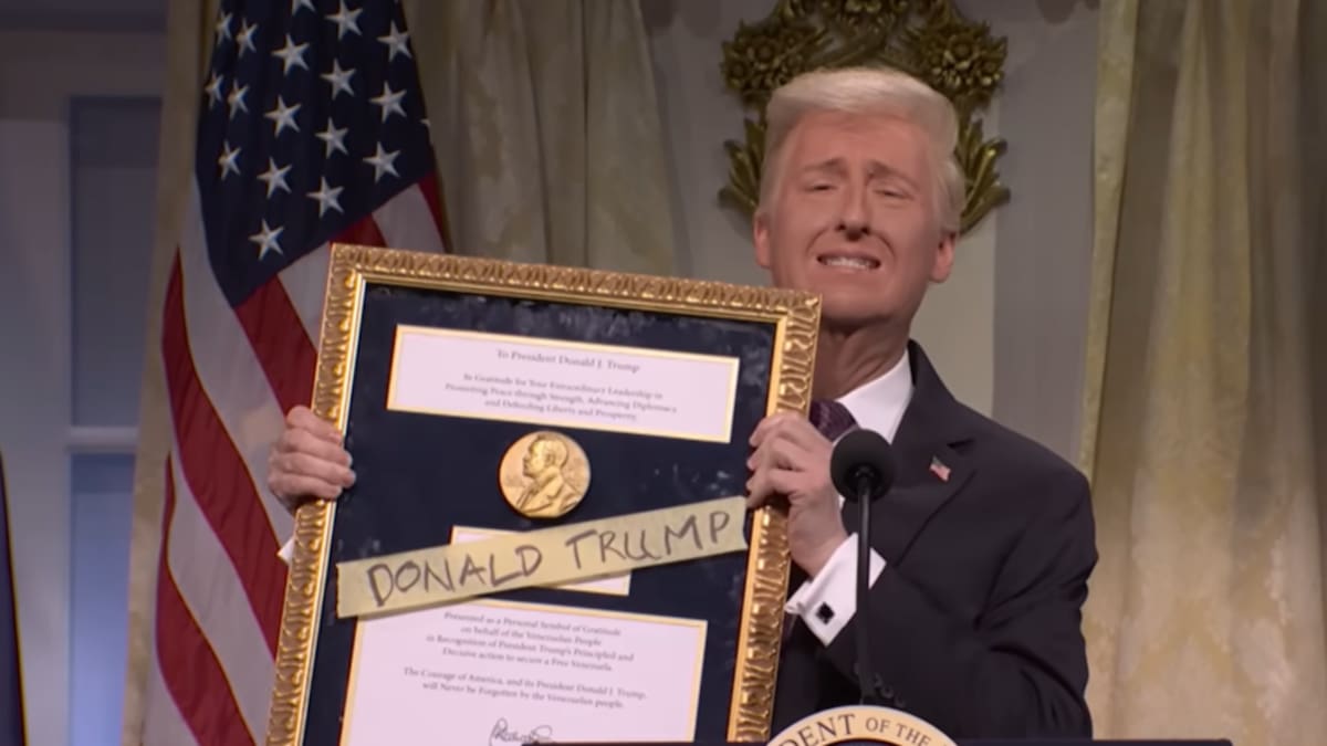 La parodia de 'Saturday Night Live' sobre la entrega del premio Nobel de María Corina Machado a Trump