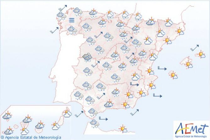 Mapa con la previsión de este lunes 30 de septiembre