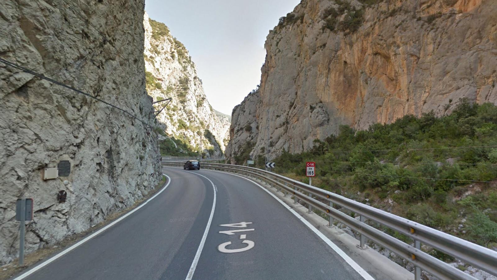 Carretera C-14 a l'alçada de Fígols i Alinyà.