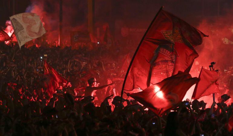 La celebración de la victoria del Benfica en las calles de Lisboa,