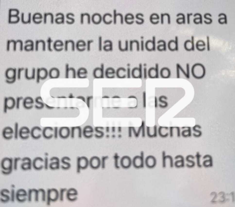 El mensaje de Whatsapp enviado por Gomar