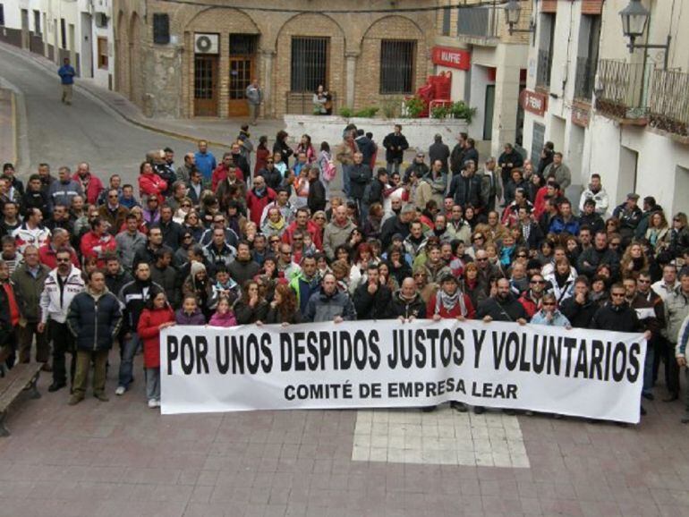 Manifestaicón de los trabajadores de Lear en Épila