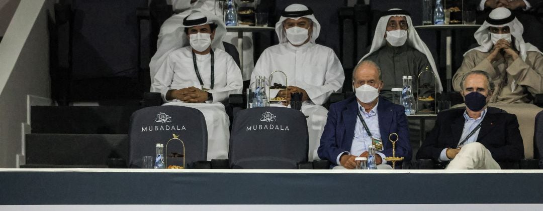 Juan Carlos I el viernes en el partido de Nadal en Abu Dabi.