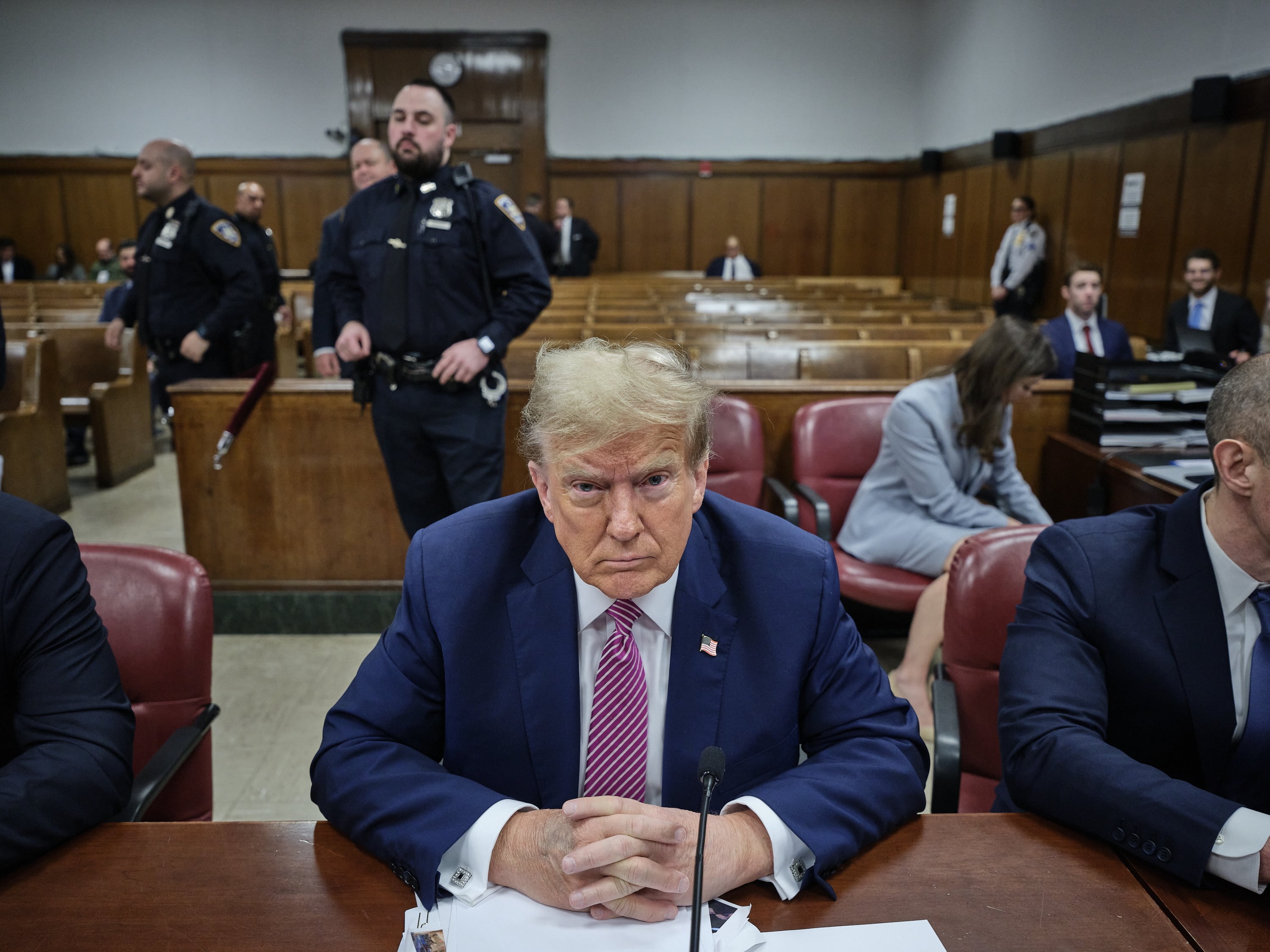 El expresidente de EEUU Donald Trump en la corte de Nueva York.