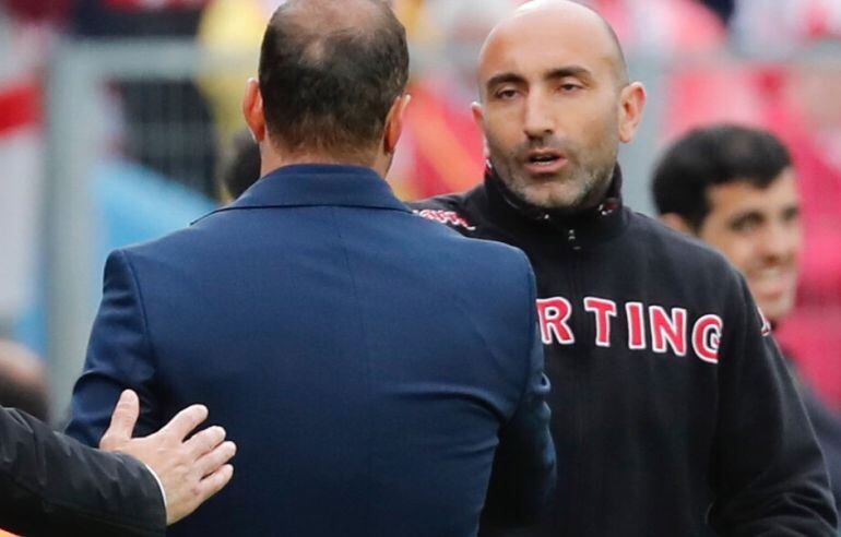 Abelardo y Esnáider se saludan en Getafe