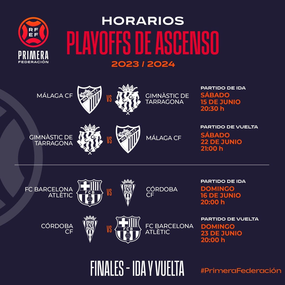 Confirmación de los horarios de la última eliminatoria