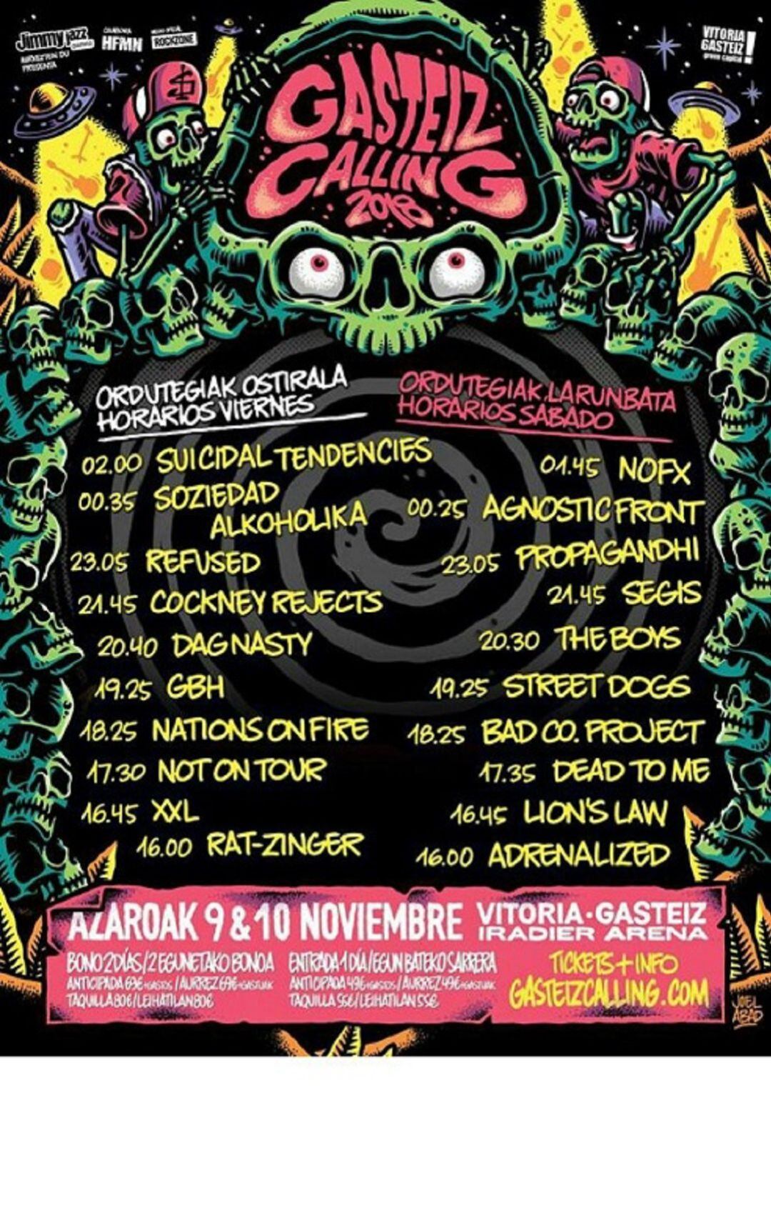 Horarios de los conciertos del Gasteiz Calling 2018.