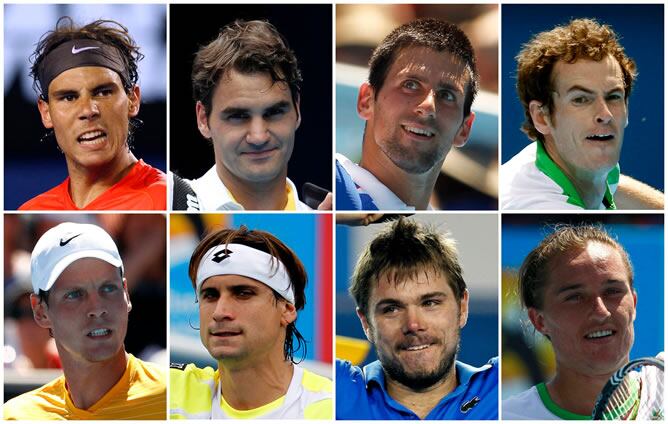 Rafael Nadal, Roger Federer, Novak Djokovic, Andy Murray, Tomas Berdych, David Ferrer, Stanislas Wawrinka y Alexandr Dolgopolov son los ocho jugadores que han logrado la clasificación para octavos del primer grande.