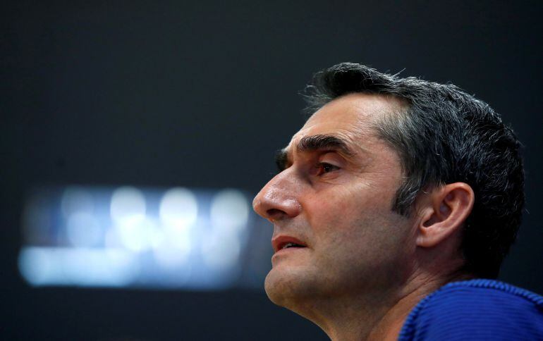 Ernesto Valverde durante una rueda de prensa