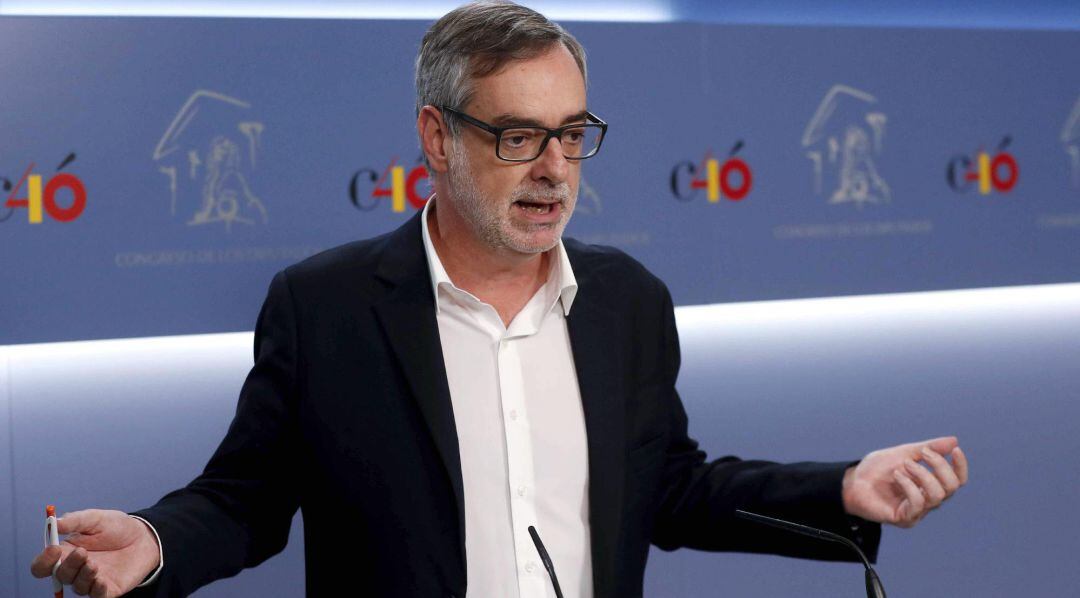 José Manuel Villegas, durante la rueda de prensa en el Congreso de los Diputados, en la que abordó los resultados del CIS