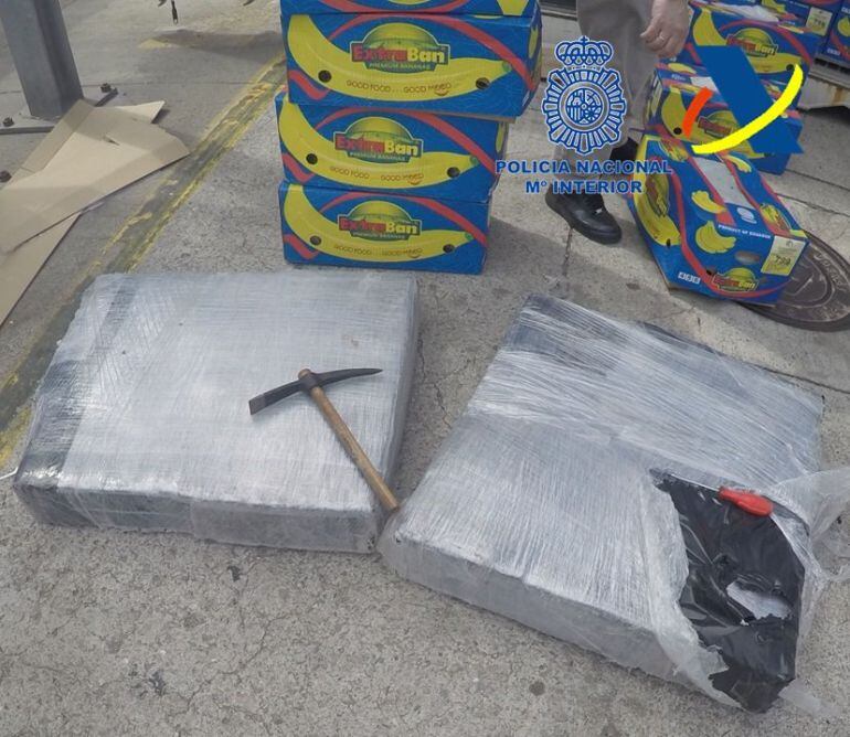 Cocaína intervenida en un contenedor de bananas.