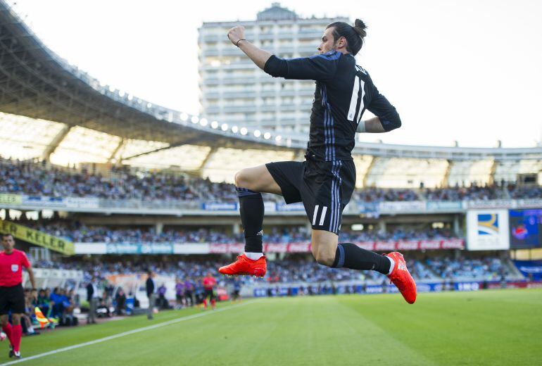 Bale celebra su gol en Anoeta esta temporada