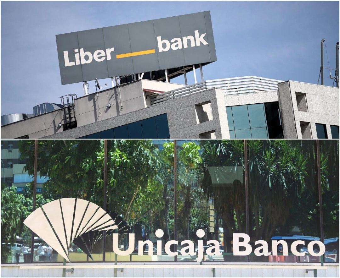 Montaje con sedes de Liberbank y Unicaja Banco.