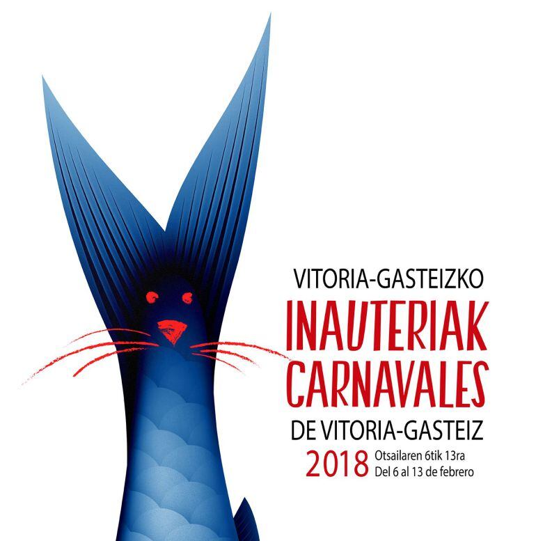 &quot;MIau&quot; cartel ganador del carnaval de Vitoria del ilusatrador murciano Rubén Lucas García de Torreaguera