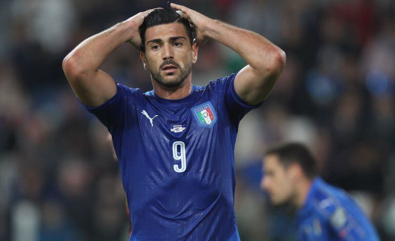 Graziano Pellè, en el partido entre Italia y España.