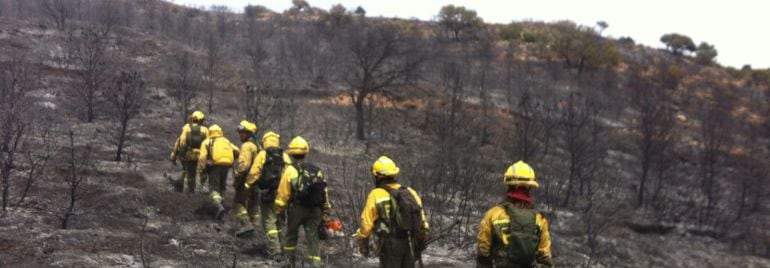 Efectivos de la BRIF en el incendio de Belmontejo