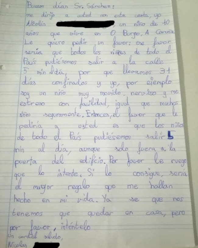 Carta de Nicolás al "Sr. Sánchez"